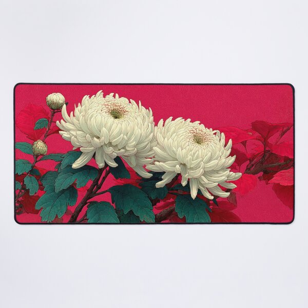Item preview, Vintage White Chrysanthemum Flowers on Magenta designed and sold by colorful-white.