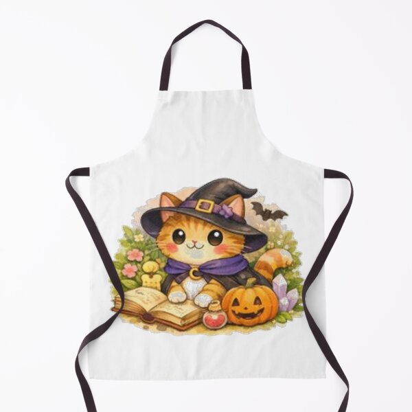 Item preview, Spellbound Kitty - Cute Halloween Witch Cat with Pumpkin and Spellbook designed and sold by EdgeSphere.