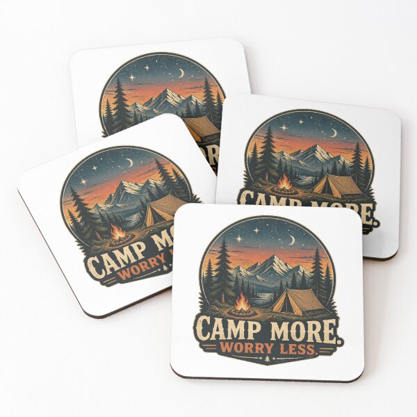 Item preview, Camp More Worry Less Vintage Camping Outdoor Adventure Design designed and sold by Beyond Horizon.