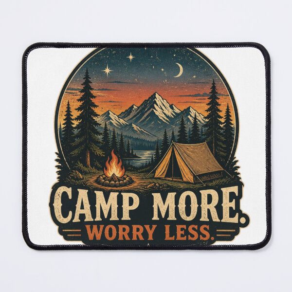 Item preview, Camp More Worry Less Vintage Camping Outdoor Adventure Design designed and sold by Beyond Horizon.