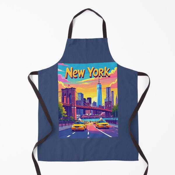 Item preview, New York City skyline with yellow taxis and Brooklyn Bridge at sunset designed and sold by Sasas Design.