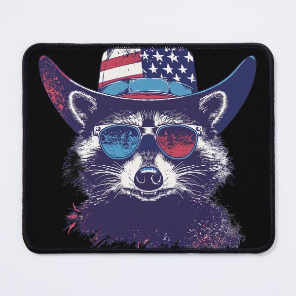 Item preview, Funny Red White and Feral 4th of July Raccoon Cowboy Hat T-Shirt designed and sold by VectorForge.