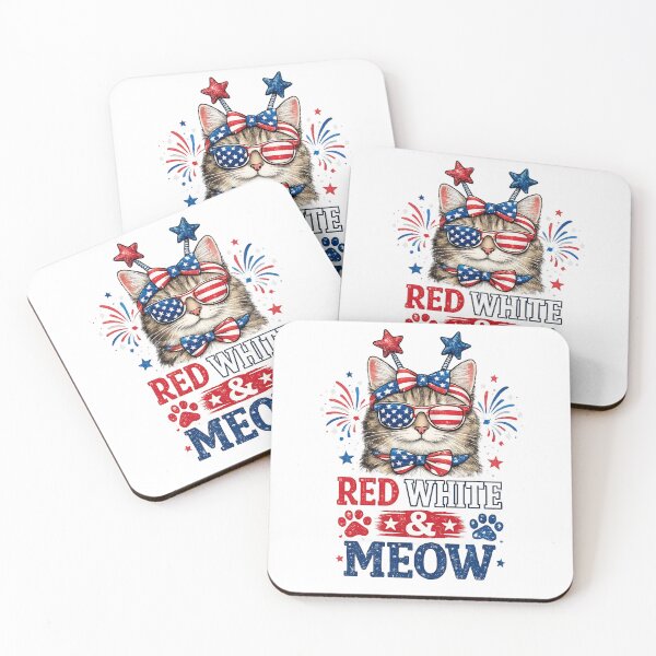 Item preview, Red White And Meow Cat Shirt | Funny Patriotic 4th of July Cat Lover Design designed and sold by mansourhamid.
