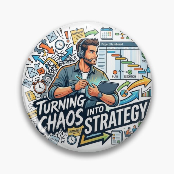 Item preview, Turning Chaos Into Strategy - Project Manager Motivation Sticker designed and sold by Scro-Ciob-Shop.