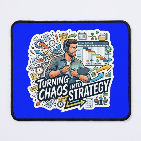 Item preview, Turning Chaos Into Strategy - Project Manager Motivation Sticker designed and sold by Scro-Ciob-Shop.