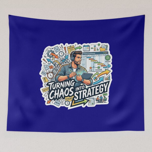 Item preview, Turning Chaos Into Strategy - Project Manager Motivation Sticker designed and sold by Scro-Ciob-Shop.