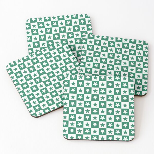 Item preview, White and Green checkered stars designed and sold by pattern-archive.