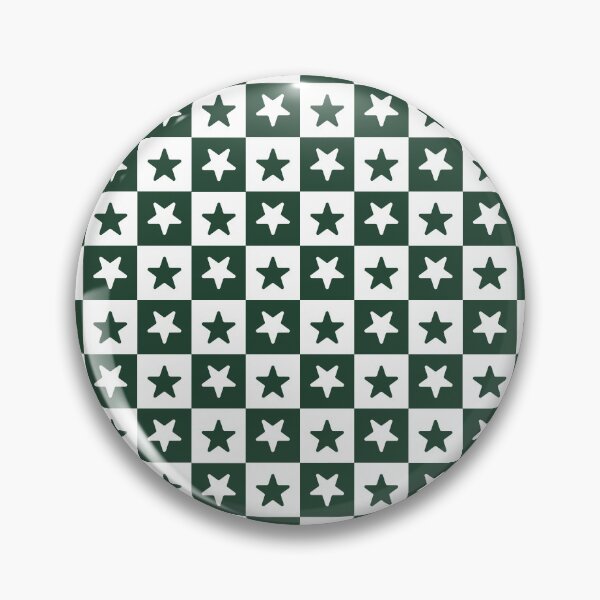 Item preview, White and Forest Green checkered stars designed and sold by pattern-archive.