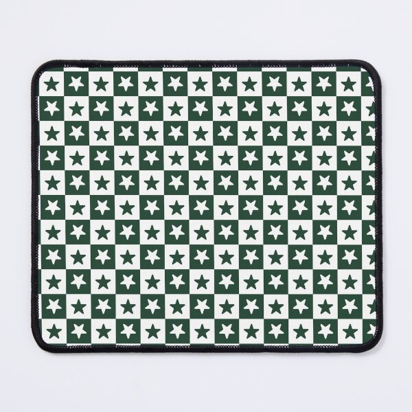 Item preview, White and Forest Green checkered stars designed and sold by pattern-archive.