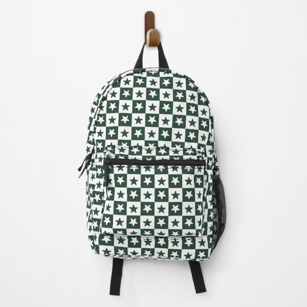 Item preview, White and Forest Green checkered stars designed and sold by pattern-archive.