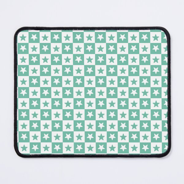 Item preview, White and Pastel Green checkered stars designed and sold by pattern-archive.