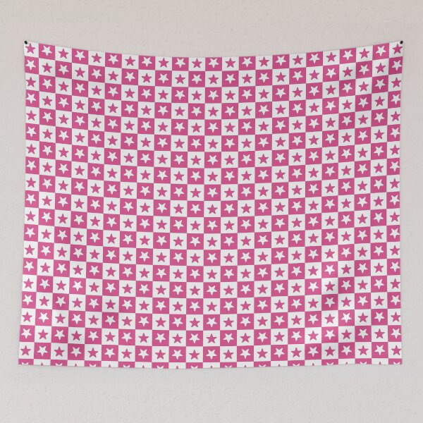 Item preview, White and Hot Pink checkered stars designed and sold by pattern-archive.