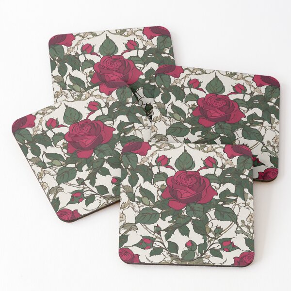 Item preview, Crimson Floral Pattern with Ornamental Leaf Designs. designed and sold by MissYouONLY.