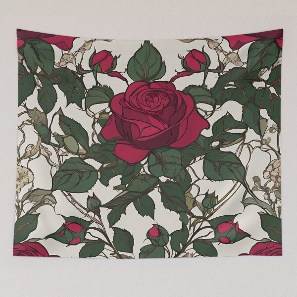 Item preview, Crimson Floral Pattern with Ornamental Leaf Designs. designed and sold by MissYouONLY.