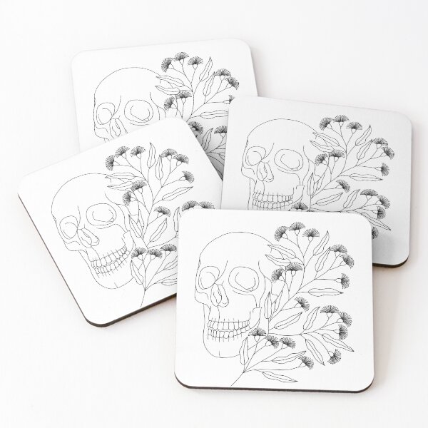 Item preview, Linework Human Skull with Eucalyptus designed and sold by Laurzy Creative.