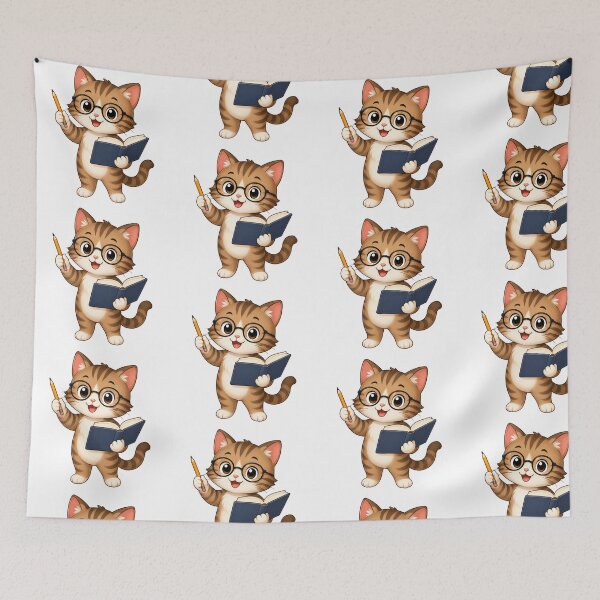 Item preview, Cute Cat Bookworm Reading Teacher Glasses Back to School Art designed and sold by Seculinator.