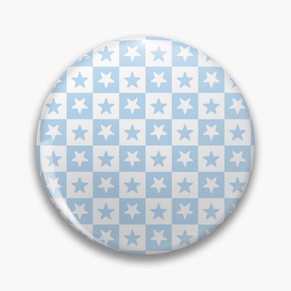 Item preview, White and Ice Blue checkered stars designed and sold by pattern-archive.