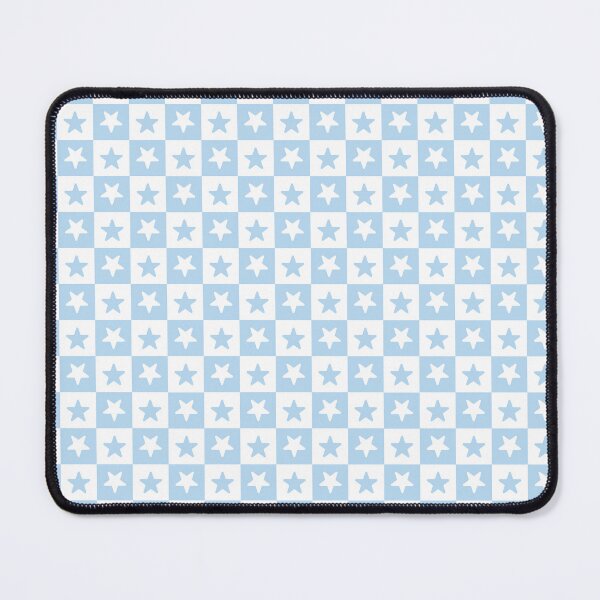 Item preview, White and Ice Blue checkered stars designed and sold by pattern-archive.