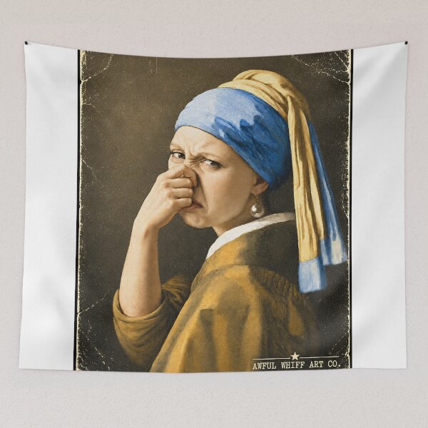 Item preview, Girl with a Pearl Earring Reaction Art | Funny Dutch Masterpiece Parody Wall Art & Apparel designed and sold by Awful Whiff Art Co.