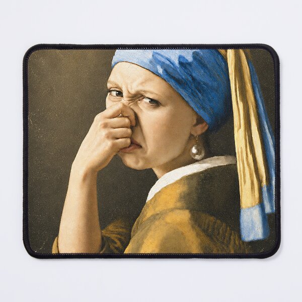 Item preview, Girl with a Pearl Earring Reaction Art | Funny Dutch Masterpiece Parody Wall Art & Apparel designed and sold by Awful Whiff Art Co.