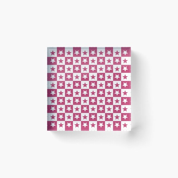 Item preview, White and Magenta checkered stars designed and sold by pattern-archive.