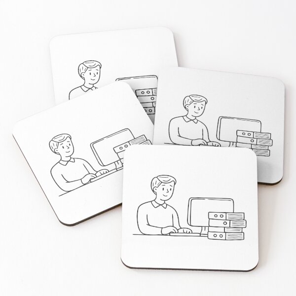 Item preview, Office Employee Typing Beside Folder Stack designed and sold by rasagamastore.