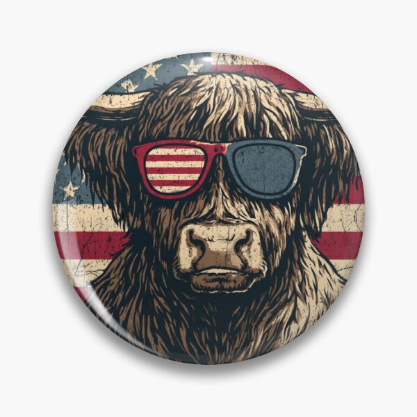 Item preview, Red White and Moo Funny Highland Cow 4th of July Patriotic Vintage T-Shirt designed and sold by VectorForge.