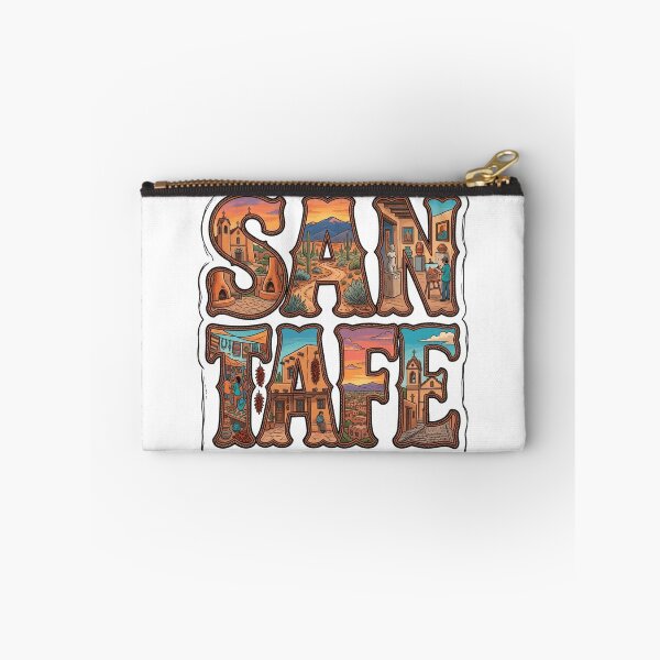 Artikelvorschau, Santa Fe Wüstenreise-Typografie-Aufkleber Souvenir Sommerausgabe entworfen und verkauft von Imaginarium of Chaos falcon88 .