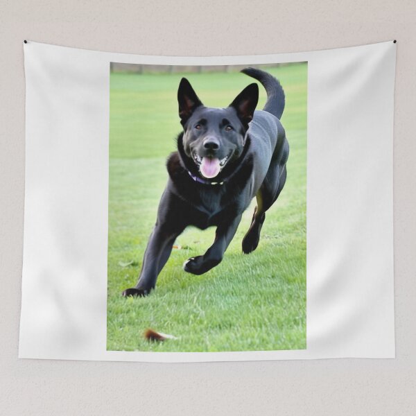 Item preview, Animals - Black Dog, Joyful Energy on Lawn designed and sold by DoodyPets.
