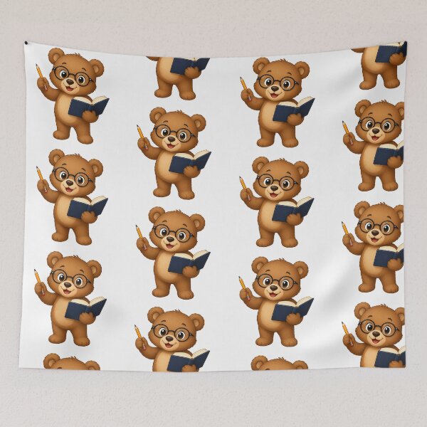 Item preview, Cute Teddy Bear Bookworm Reading Animal Glasses Back to School Art designed and sold by Seculinator.