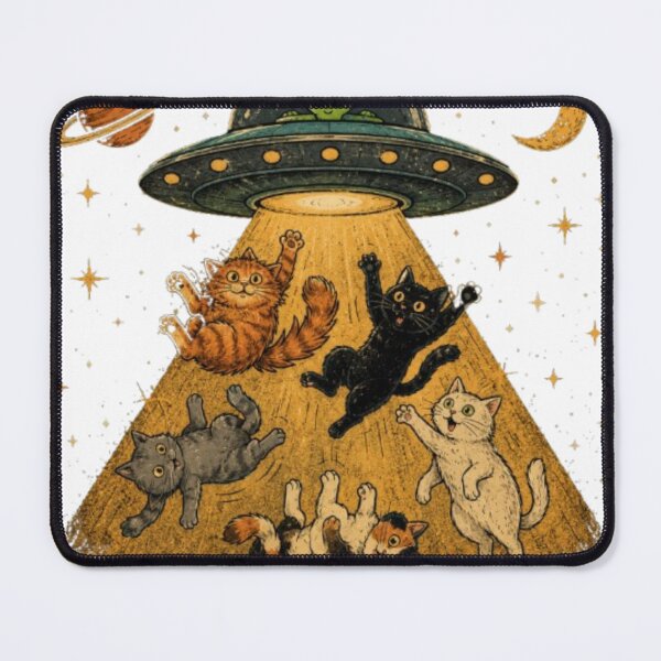 Item preview, Alien Abduction Cats Fitted T-Shirt – Funny UFO Vintage Space Cats Retro Sci Fi Cat Lover Graphic Tee designed and sold by IconicDesignsXd.