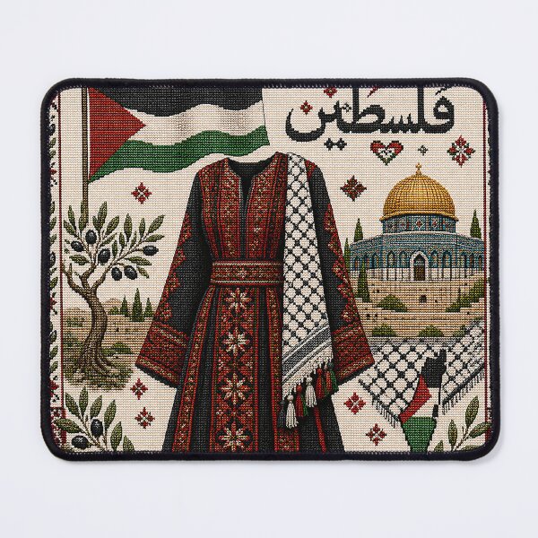 Item preview, Traditional Palestinian Thobe and Keffiyeh Tatreez Art designed and sold by BrainCurves.
