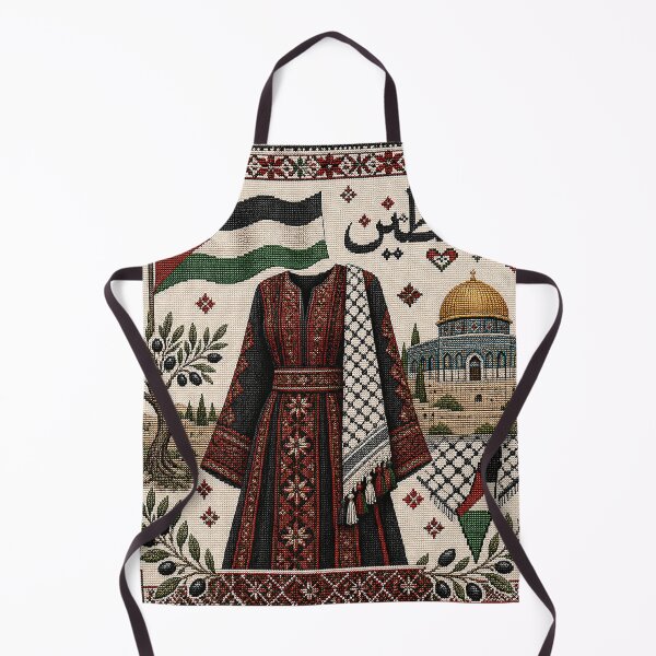 Item preview, Traditional Palestinian Thobe and Keffiyeh Tatreez Art designed and sold by BrainCurves.