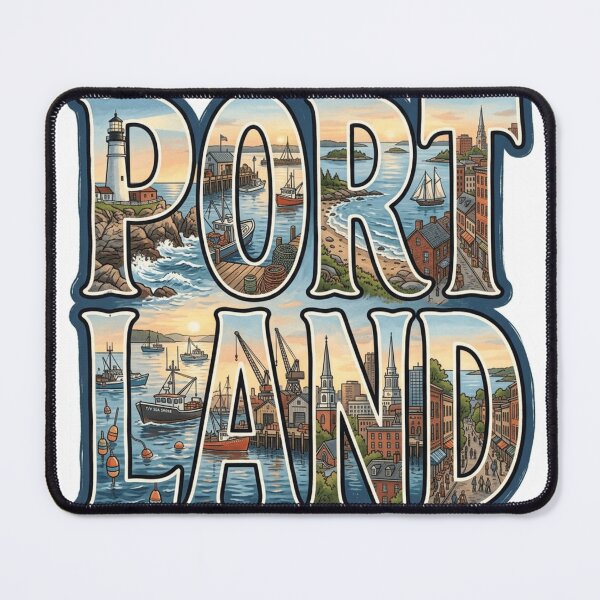 Item preview, Portland Maine Coastal Travel Typography Sticker designed and sold by Imaginarium of Chaos falcon88 .