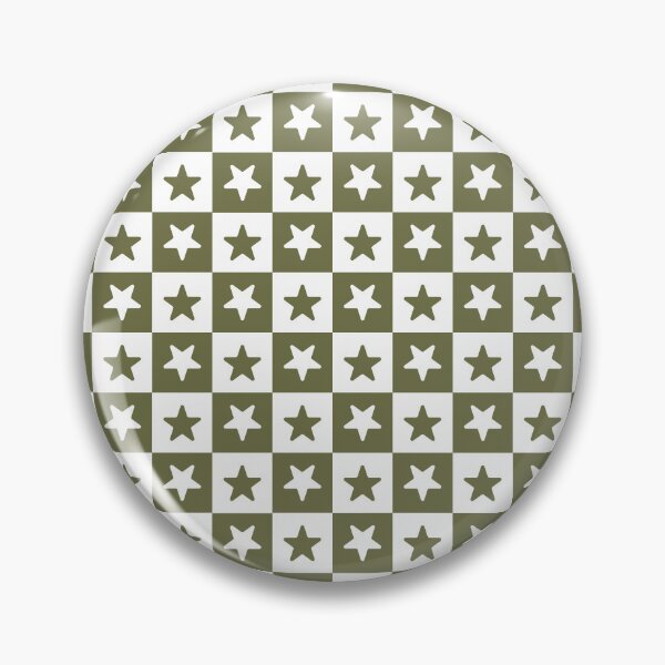 Item preview, White and Olive checkered stars designed and sold by pattern-archive.