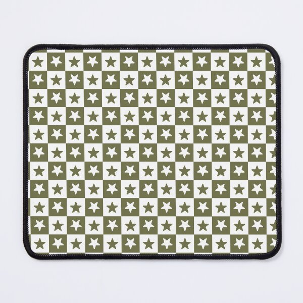 Item preview, White and Olive checkered stars designed and sold by pattern-archive.