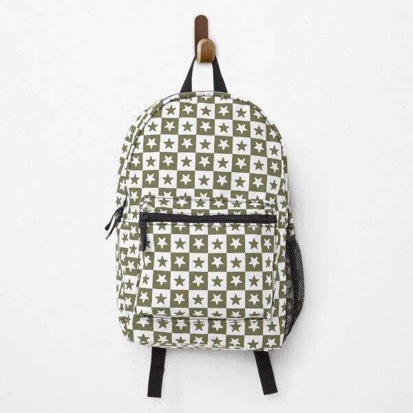 Item preview, White and Olive checkered stars designed and sold by pattern-archive.