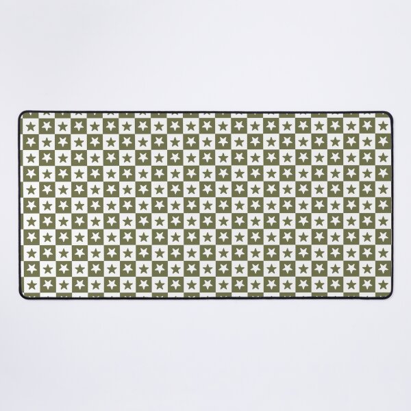 Item preview, White and Olive checkered stars designed and sold by pattern-archive.