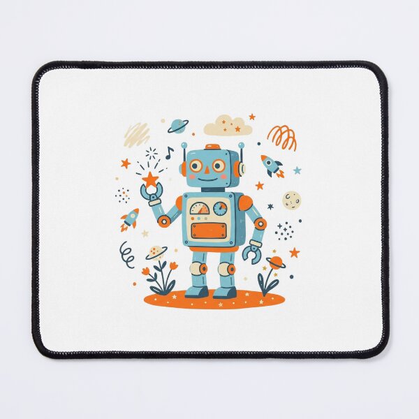 Item preview, Retro Tin Toy Robot Space Whimsical Doodle designed and sold by kwcricky.