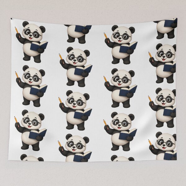 Item preview, Cute Panda Bear Bookworm Reading Animal Glasses Back to School Art designed and sold by Seculinator.