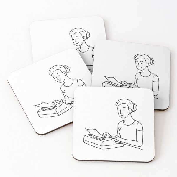 Item preview, Side View of Person Using Typewriter designed and sold by rasagamastore.