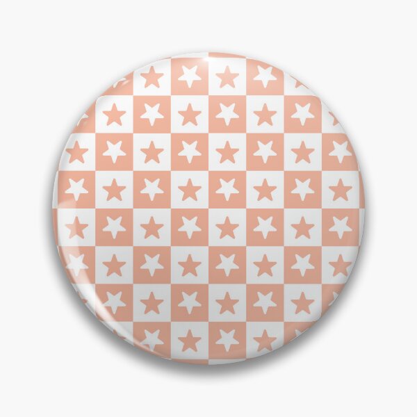 Item preview, White and Peach checkered stars designed and sold by pattern-archive.