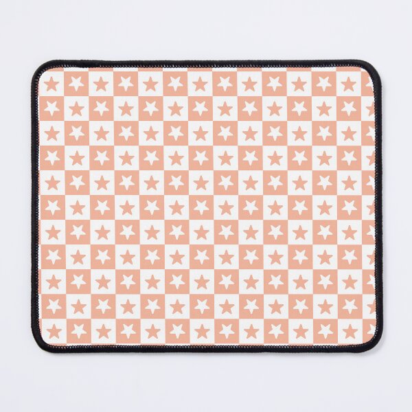 Item preview, White and Peach checkered stars designed and sold by pattern-archive.