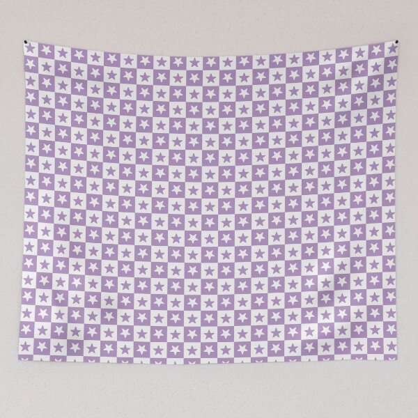 Item preview, White and Purple checkered stars designed and sold by pattern-archive.