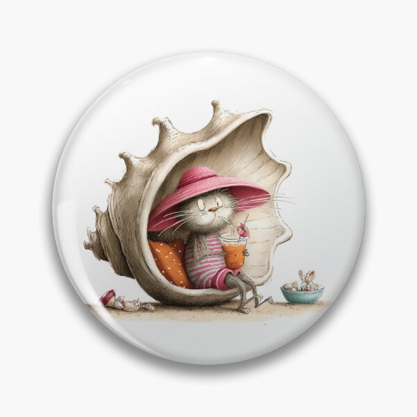 Item preview, Cute Beach Cat Relaxing in a Giant Seashell | Summer Vibes Art designed and sold by GlimmerAura.