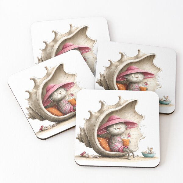 Item preview, Cute Beach Cat Relaxing in a Giant Seashell | Summer Vibes Art designed and sold by GlimmerAura.