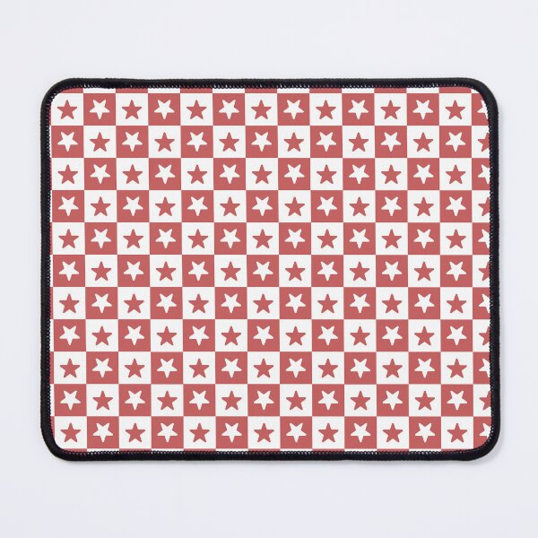 Item preview, White and Pastel Red checkered stars designed and sold by pattern-archive.