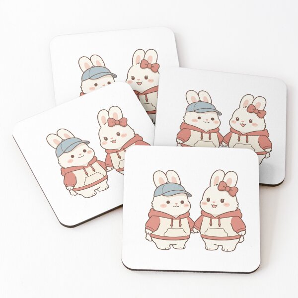 Item preview, Cute Bunny Couple Holding Hands in Matching Hoodies Illustration designed and sold by TaiwanMemory.