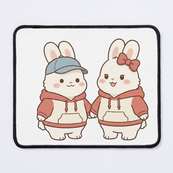 Item preview, Cute Bunny Couple Holding Hands in Matching Hoodies Illustration designed and sold by TaiwanMemory.