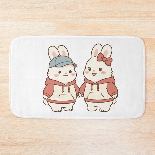 Item preview, Cute Bunny Couple Holding Hands in Matching Hoodies Illustration designed and sold by TaiwanMemory.